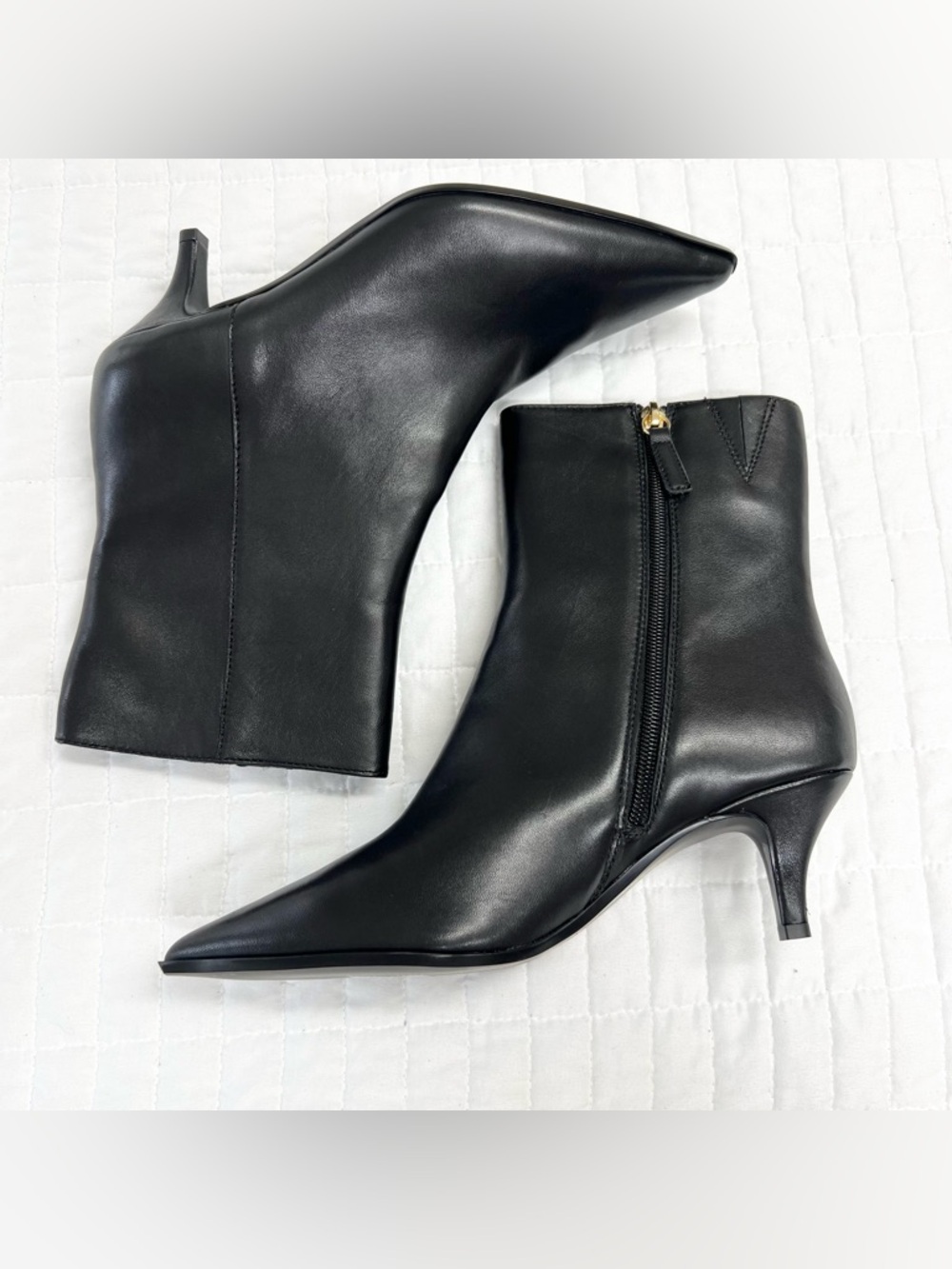 J. Crew New Stevie Ankle Boots in Leather Black Size 7 heeled boots Chic Womens - Picture 9 of 11